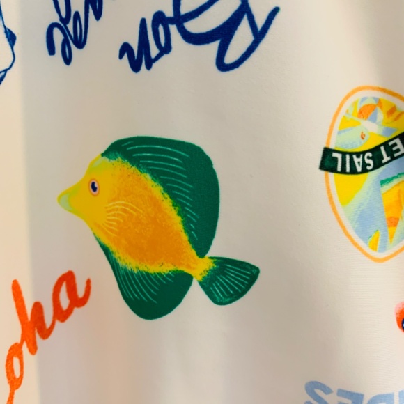 Old Navy One Piece Swimsuit Womens Large White Tropical Fish Food Novelty Print - Picture 5 of 15